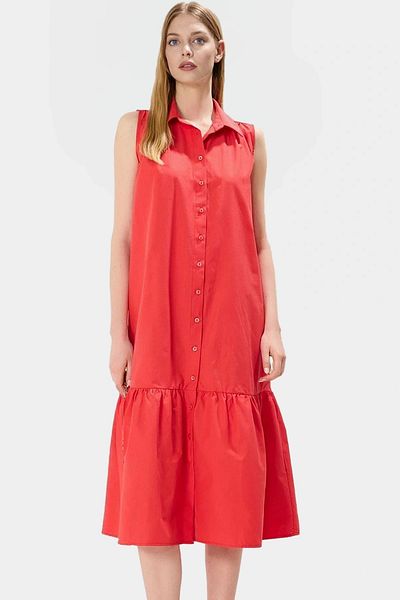 PayBuy Women's Midi Length Terrycotton Woven Shirt Dress Comfortable Casual Style Stylish Appearance Special Design