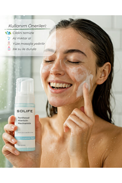 SOLIFE Face Cleansing Foam Siyah Nokta Karşıtı Aydınlatıcı Yüz Temizleme Köpüğü 150 ml