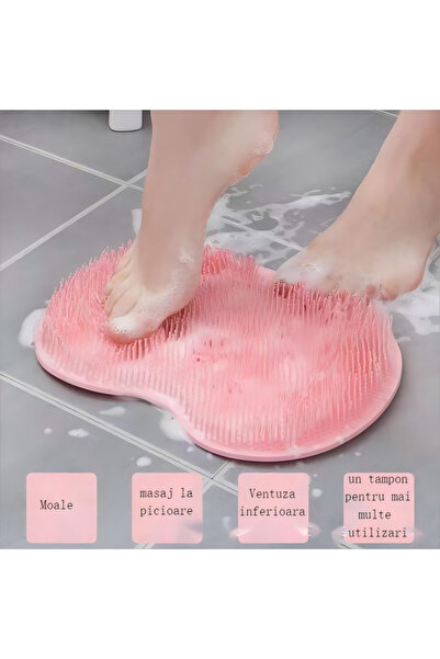 QGC Bath Mat, Silicone Shower Mat for Foot Massage and Back Cleaning, Red