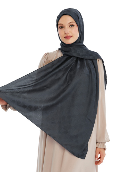 Altobeh Monogram Checkerboard Pattern Shawl - Anthracite