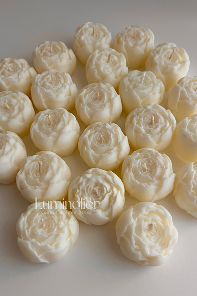 Luminolier 10 Adet Top Şakayık Soya Mum | El Yapımı Dekoratif Mum | Nişan, Ni...