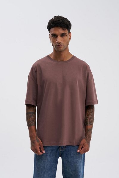 Machinist Men's Basic Super Cotton Oversize Cocoa T-Shirt