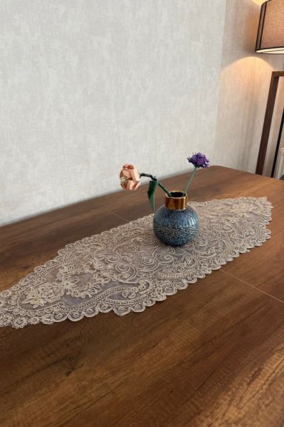 SosyeteDükkanı Χρυσό Χρώμα Βενετιανικό Μοντέλο Dry Runner Ειδικό Κεντημένο Χρυσό (115X35CM)