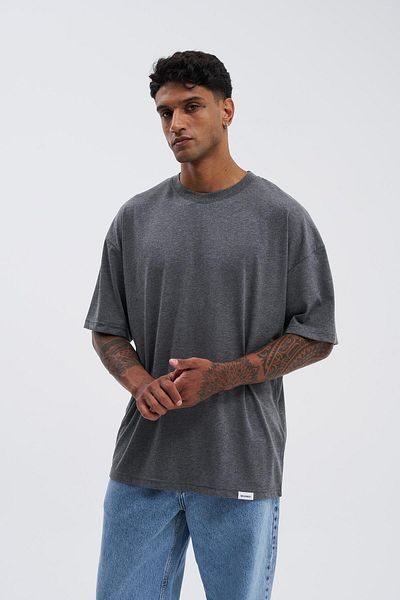 Machinist Men's Basic Super Cotton Oversize Anthracite T-Shirt