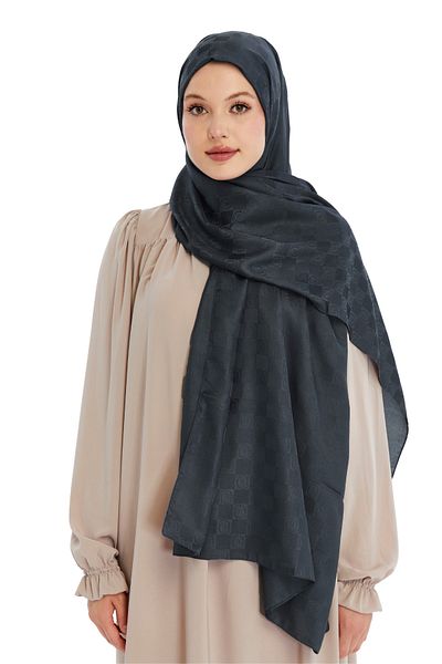 Altobeh Monogram Checkerboard Pattern Shawl - Anthracite
