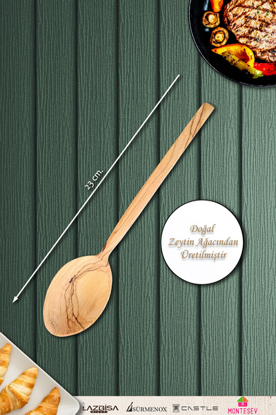 MONTESEV Zeytin Ağacı Ahşap Tahta Kaşık Seti ( Zeytin Ağacı ) Ağaç Kaşık
