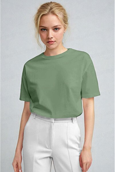 Teenage Millionaire Women's Light Green Breathable Crew Neck Regular Fit Regu...