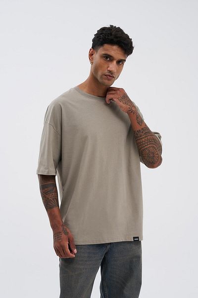 Machinist Men's Basic Super Cotton Oversize Khaki T-Shirt