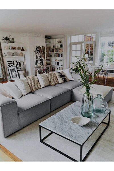 ERİZA Relax Soft 4 Modül Köşe Takımı (GRİ) Keten 122