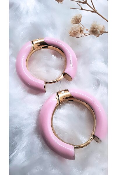 Serenity حلقة أحسب الأقراط الصلب المينا الوردي