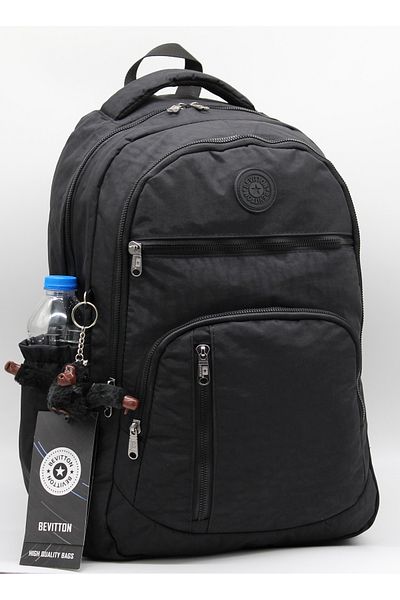 ÇantaExpress Αδιάβροχη υφασμάτινη σχολική τσάντα Unisex Σχολική τσάντα πλάτης Μαύρη 1700