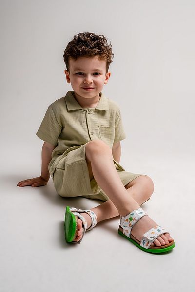 mnpc Boy's Dino Genuine Leather Cork Sole Daily Children's Sandals