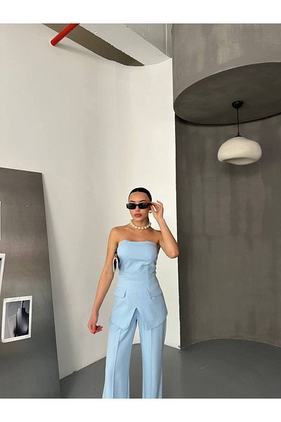 MODAGK Strapless Blouse Pants Set