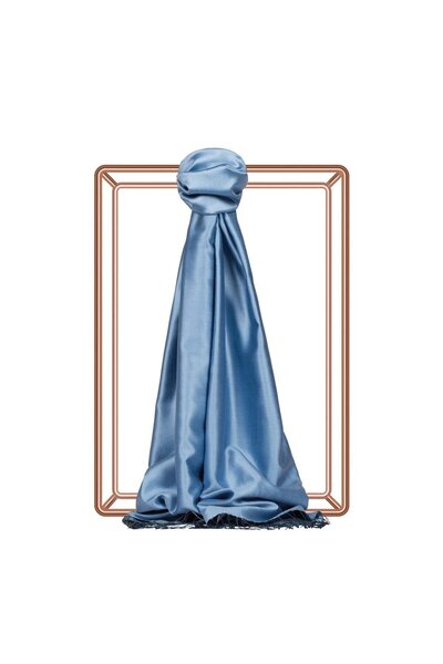 ipekevi Şal de mătase cu două feţe - Albastru cer