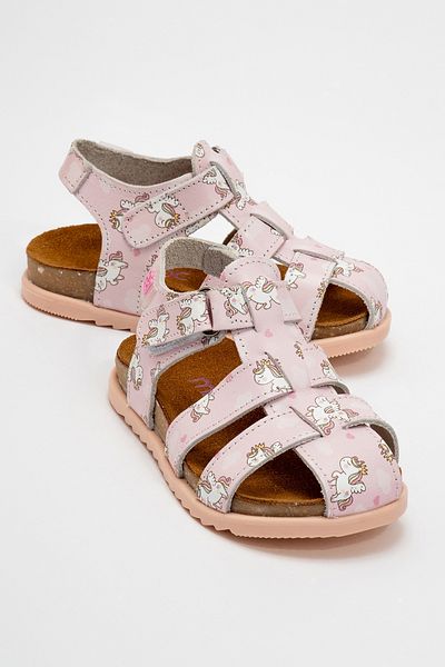 mnpc Unisex Children's Powder Genuine Leather Cork Sole Daily Children's Sandals