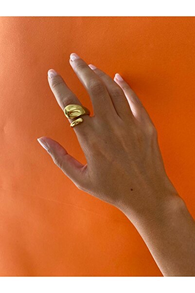 stainless steell Çelik Ayarlalamalı Damla Gold Yüzük