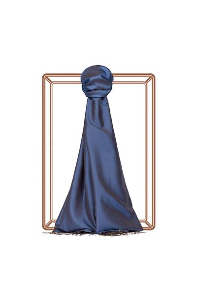 ipekevi Şal de mătase cu două feţe - albastru denim