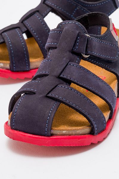 mnpc Unisex Children's Navy Blue Genuine Leather Cork Sole Daily Children's Sandals