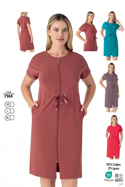 ROMEO LİFE Women's Cotton Lycra Zippered Dress 7265