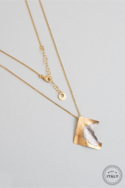 So CHIC... Kayıp Şehir 18 Ayar Sarı Altın Kaplama 47 Cm Gümüş Tasarım Kolye