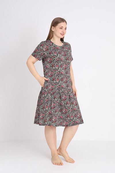ROMEO LİFE Women's Large Size Cotton Modal Fabric Patterned Summer Dress 7723