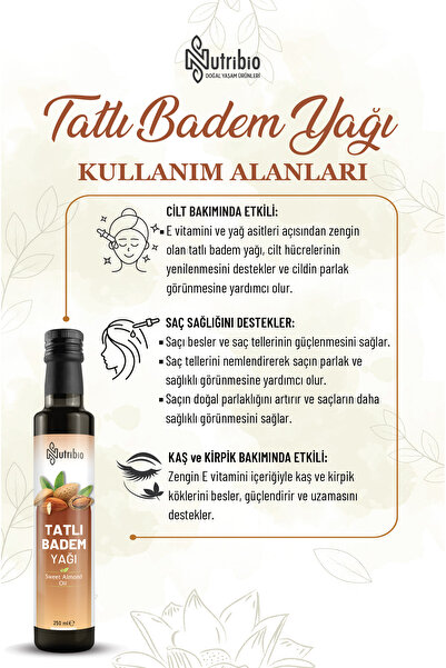 nutribio Tatlı Badem Yağı %100 Saf 250 ml