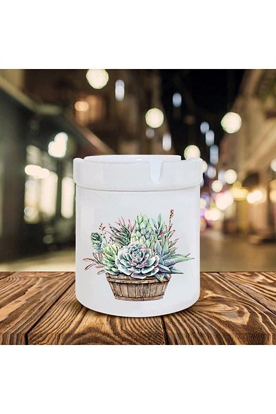Kumbara Hediyelik Flower Basket Printed Ceramic Odorless Ashtray Gift What Gift to Buy
