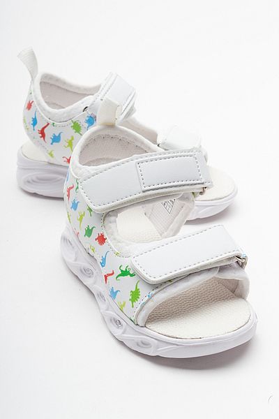 mnpc Boy's White Light-Up Anatomical Lightweight Sports Sandals