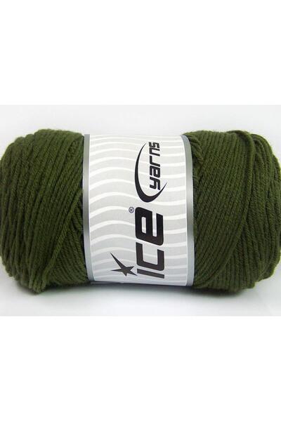 Ice yarns 2×200 جرام. خيوط شتوية خضراء داكنة، خيوط مسطحة، صوف ممشط، 100% أكري...