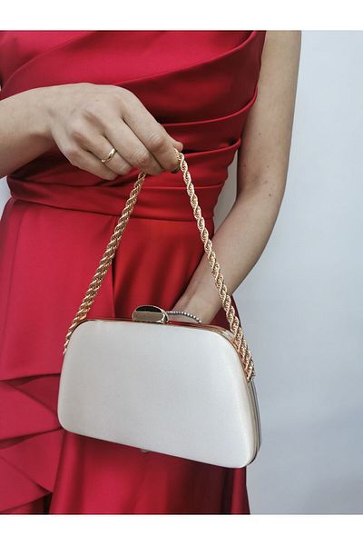 NAZART Γυναικείο σατέν γυμνό βραδινό φόρεμα Clutch Portfolio Chain Strap Χέρι γάμου αρραβώνων Νυχτερινή τσάντα ώμου