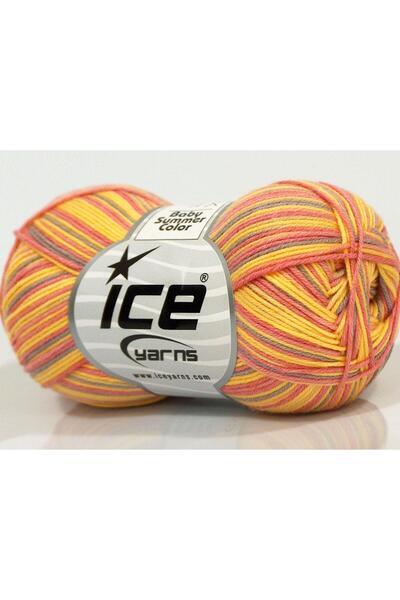 Ice yarns 6×50 جرام. خيوط صيفية للأطفال من القطن والأكريليك، باللون الوردي وا...