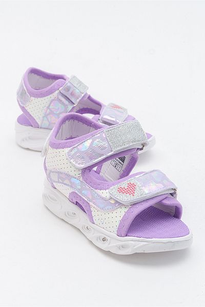 mnpc Girl's White-Lilac Lighted Anatomical Lightweight Daily Sandals