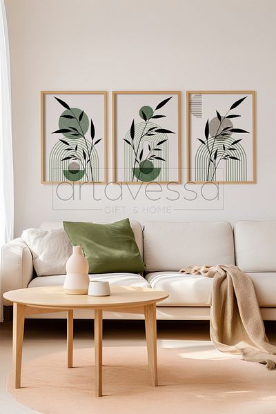 Artavessa 3 Piece Real Raw Wood Framed Painting Set - Model 19