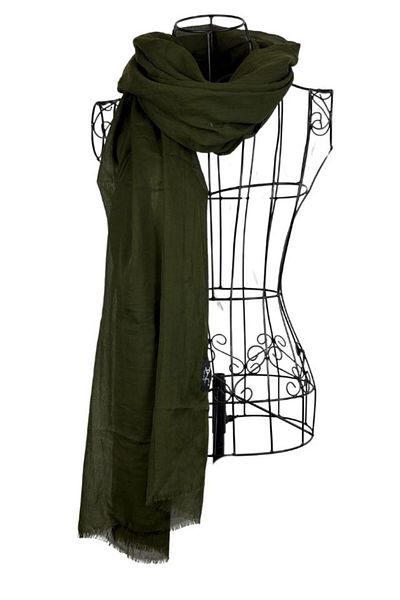 DACSHOP Women's scarf plain 25V, olive 180 x 95 cm
