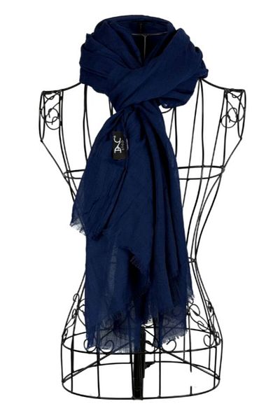 DACSHOP Women's plain scarf 25V, navy blue 180 x 95 cm