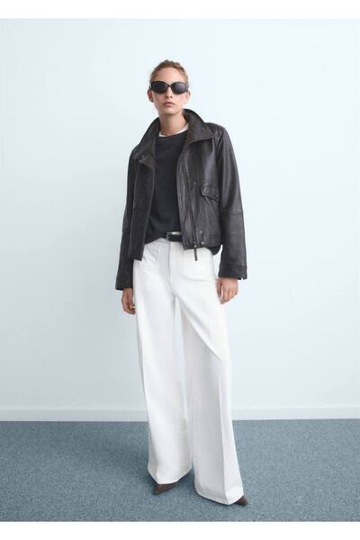 MANGO Woman Düğmeli wideleg jean