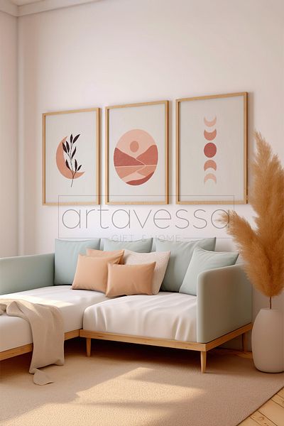 Artavessa 3 Piece Real Raw Wood Framed Painting Set - Model 20