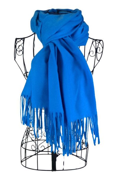 DACSHOP Azure blue cashmere shawl scarf
