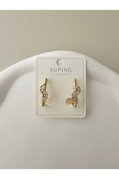 Zivazer Store أقراط نسائية من الفولاذ المقاوم للصدأ Xuping Stone باللون الذهبي
