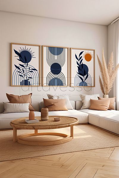 Artavessa Set de pictură cu rame din lemn brut din 3 piese - Model 17
