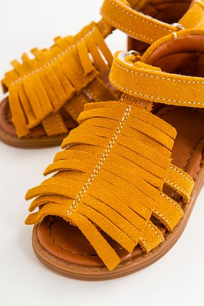 mnpc Girl's Yellow Leather Orthopedic Supported Children's Sandals