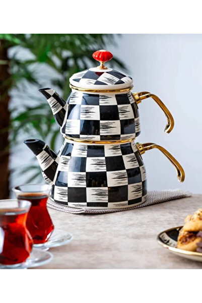 Sembol Checkered Luxury Enamel Teapot