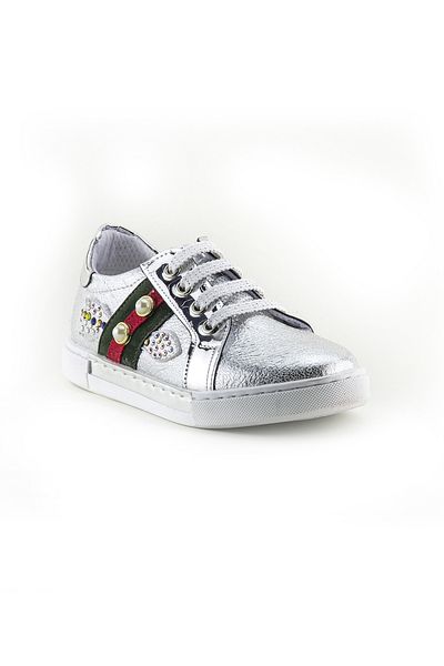 mnpc Girl's Silver Orthopedic Supported Children's Shoes