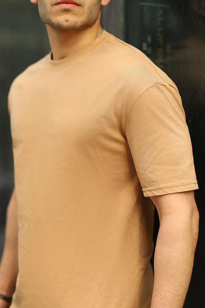 comstar Ανδρικό μπλουζάκι Oversize Basic Crew Neck Loose Camel