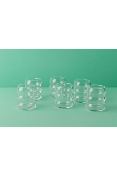 Amentes Set of 6 Borosilicate Glass Coffee Side Water Cups - Mini Size Bead Shaped Grape Model Presentation Cup