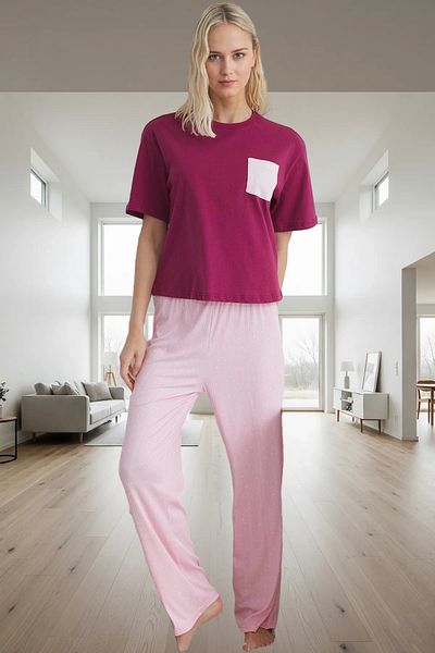 PayBuy Women's Short Sleeve Regular Fit Cotton Pajama Set Carefully Selected Comfortable Use