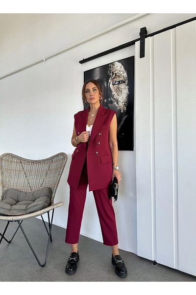 MADAME MELEK Set pantaloni cu vestă dreaptă