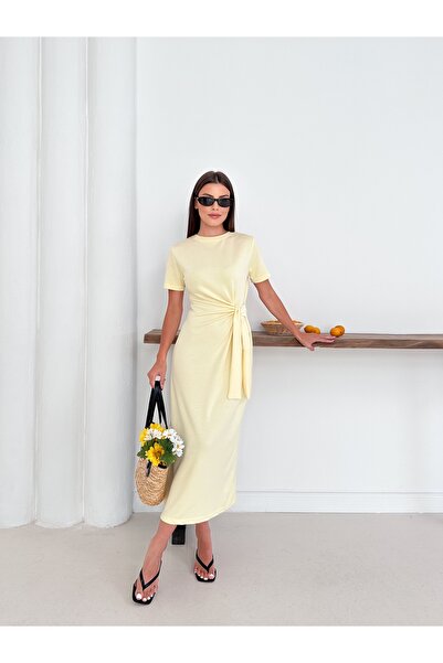 Genel Markalar Otaku Kadın Modal Kumaş Yandan Bağlama Detaylı Elbise