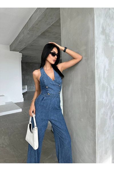 MADAME MELEK Design Imported Denim Overalls Denim Overalls