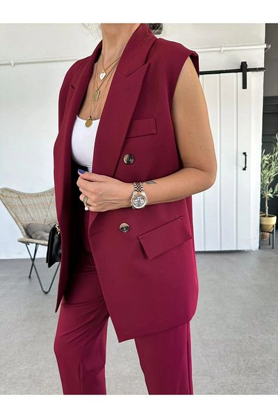 MADAME MELEK Set pantaloni cu vestă dreaptă